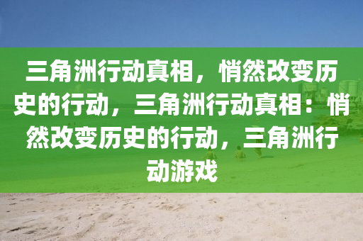 三角洲行动真相，悄然改变历史的行动，三角洲行动真相：悄然改变历史的行动，三角洲行动游戏