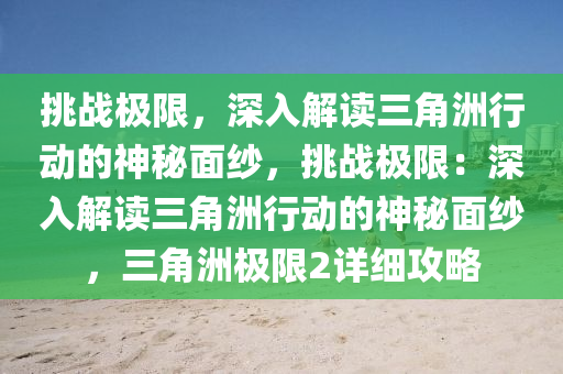 挑战极限,深入解读三角洲行动的神秘面纱,挑战极限:深入解读三角洲行动的神秘面纱,三角洲极限2详细攻略